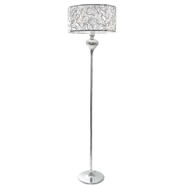 Polished Chrome Standing Lamp with Silver Patterned Shade